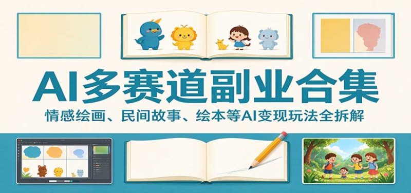 AI多赛道副业合集：情感绘画、民间故事、绘本等AI变现玩法全拆解网创-网赚-电商-tk-出海-AI-抖音-快手-小红书-视频号-玩法-创业-小程序-公众号-私域-s粉网创智库
