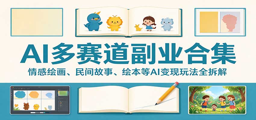 AI多赛道副业合集：情感绘画、民间故事、绘本等AI变现玩法全拆解 - 网创智库网创-网赚-电商-tk-出海-AI-抖音-快手-小红书-视频号-玩法-创业-小程序-公众号-私域-s粉网创智库