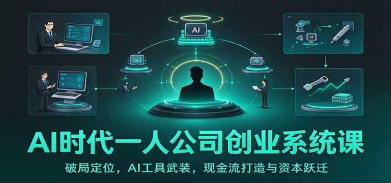 AI时代一人公司创业系统课：破局定位，AI工具武装，现金流打造与资本跃迁网创-网赚-电商-tk-出海-AI-抖音-快手-小红书-视频号-玩法-创业-小程序-公众号-私域-s粉网创智库