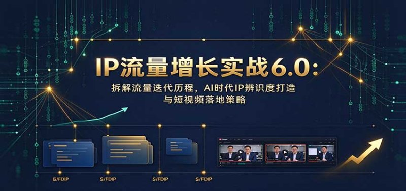 IP流量增长实战6.0：拆解流量迭代历程，AI时代IP辨识度打造与短视频落地策略网创-网赚-电商-tk-出海-AI-抖音-快手-小红书-视频号-玩法-创业-小程序-公众号-私域-s粉网创智库