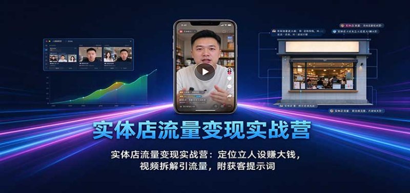 实体店流量变现实战营：定位立人设赚大钱，视频拆解引流量，附获客提示词网创-网赚-电商-tk-出海-AI-抖音-快手-小红书-视频号-玩法-创业-小程序-公众号-私域-s粉网创智库