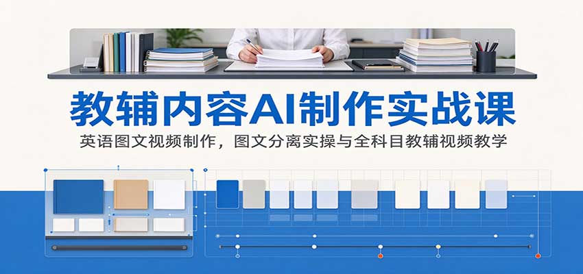 AI制作教辅内容实战课:英语图文视频制作,图文分离实操与全科目教辅视频教学 - 网创智库网创-网赚-电商-tk-出海-AI-抖音-快手-小红书-视频号-玩法-创业-小程序-公众号-私域-s粉网创智库