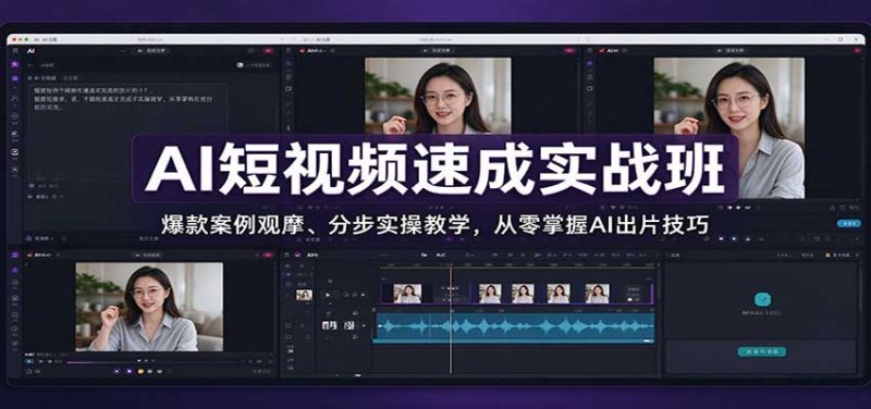 AI短视频速成实战班：爆款案例观摩、分步实操教学，从零掌握AI出片技巧网创-网赚-电商-tk-出海-AI-抖音-快手-小红书-视频号-玩法-创业-小程序-公众号-私域-s粉网创智库