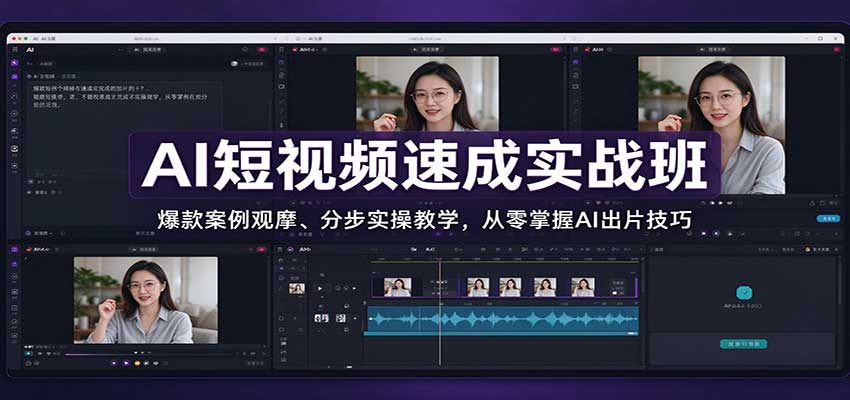 AI短视频速成实战班:爆款案例观摩、分步实操教学,从零掌握AI出片技巧 - 网创智库网创-网赚-电商-tk-出海-AI-抖音-快手-小红书-视频号-玩法-创业-小程序-公众号-私域-s粉网创智库