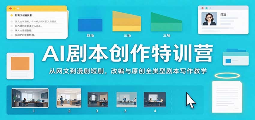 AI剧本创作特训营：从网文到漫剧短剧，改编与原创全类型剧本写作教学 - 网创智库网创-网赚-电商-tk-出海-AI-抖音-快手-小红书-视频号-玩法-创业-小程序-公众号-私域-s粉网创智库