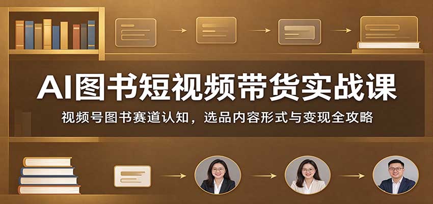 AI图书短视频带货实战课:视频号图书赛道认知,选品内容形式与变现全攻略 - 网创智库网创-网赚-电商-tk-出海-AI-抖音-快手-小红书-视频号-玩法-创业-小程序-公众号-私域-s粉网创智库