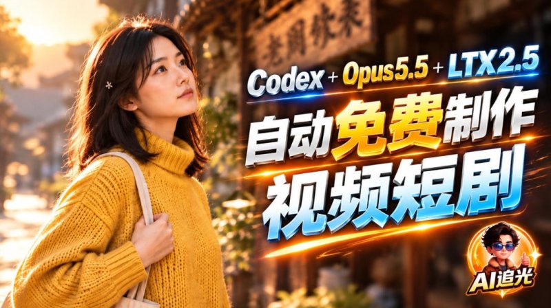 【无水印】Codex出图+免费LTX-2.5生成视频,Claude Opus 5.5全自动剪出1分钟情感短剧《停了的表》网创-网赚-电商-tk-出海-AI-抖音-快手-小红书-视频号-玩法-创业-小程序-公众号-私域-s粉网创智库